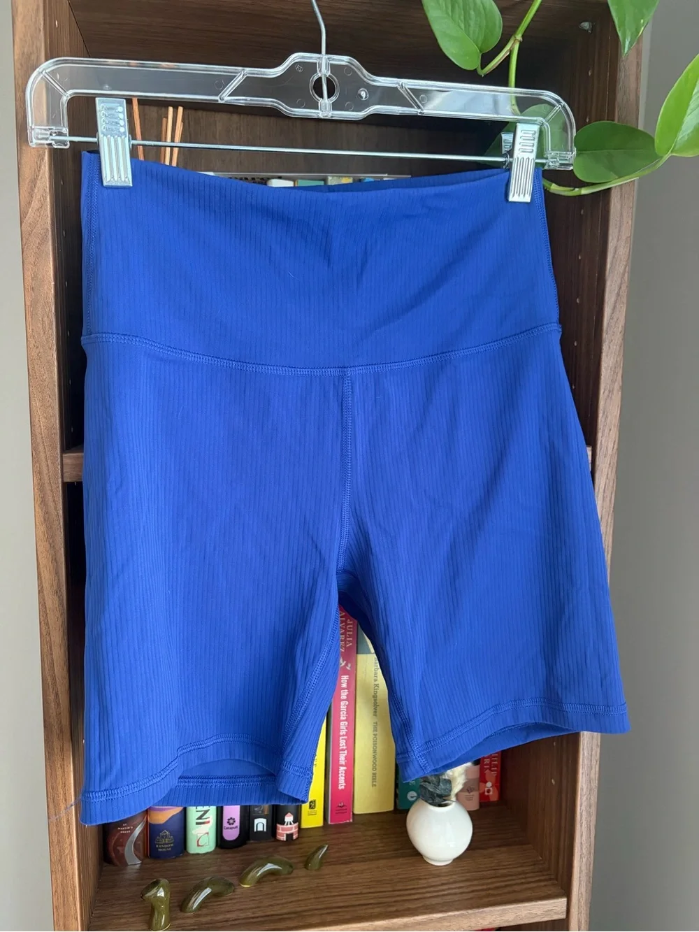 Peachy Blue High-Waist Women's Active Shorts - Picture 1 of 3